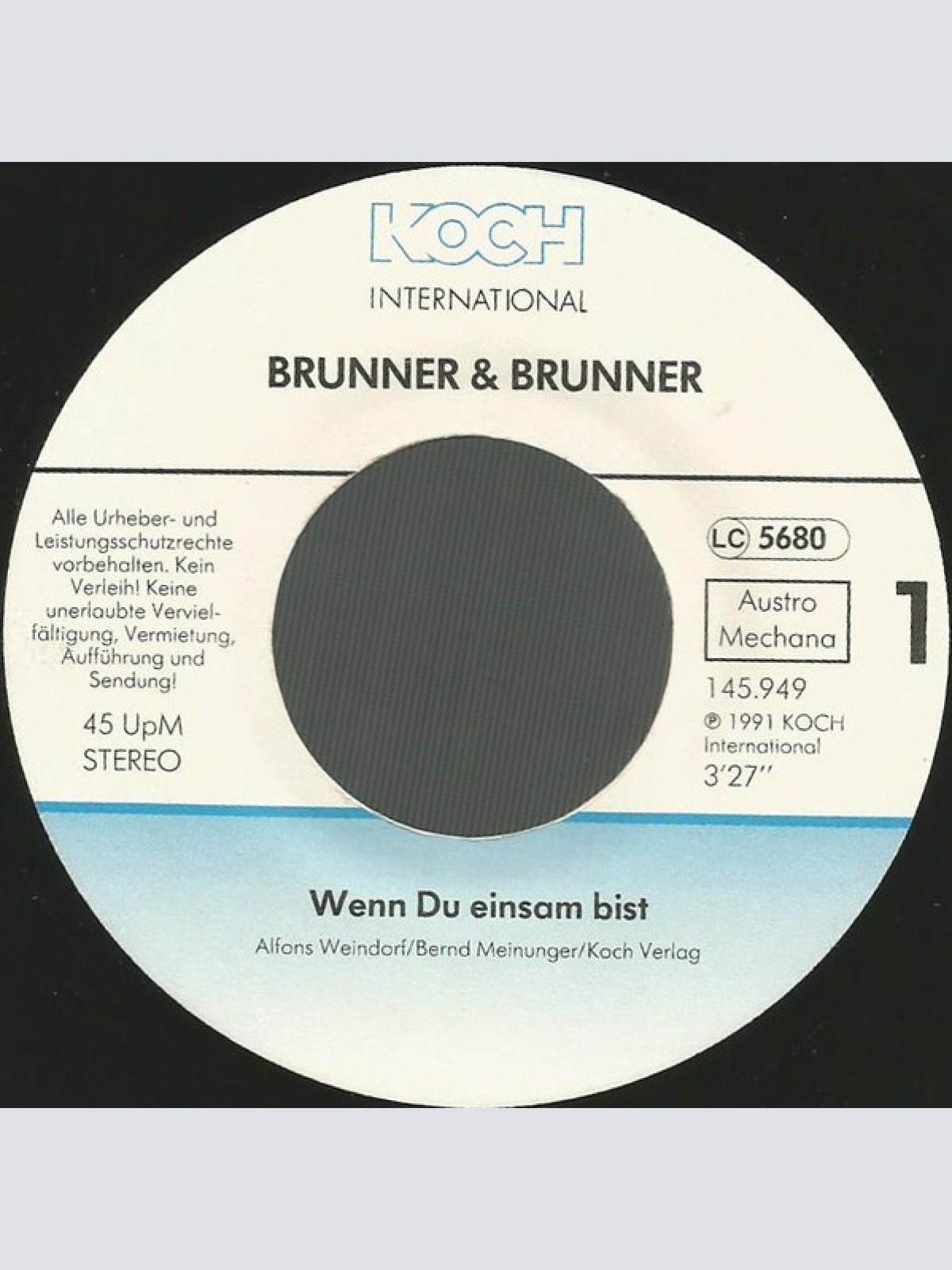 Vinyl / Brunner & Brunner - Wenn Du Einsam Bist