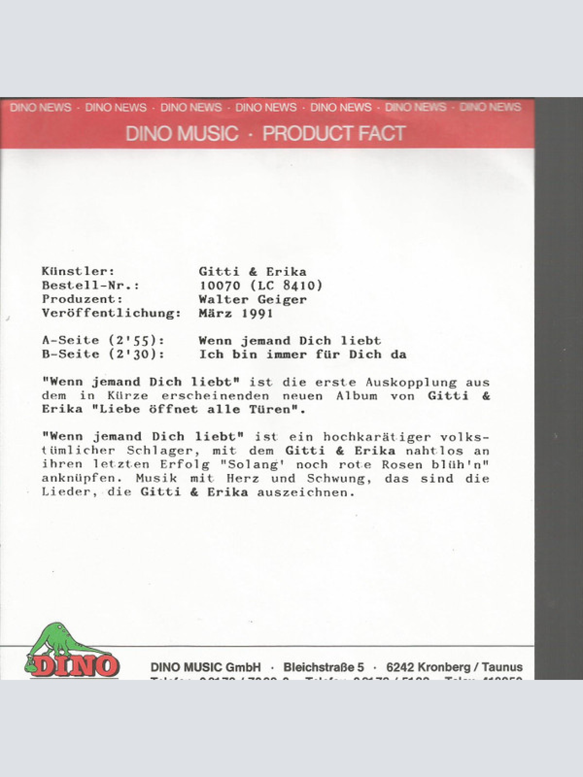 Vinyl / Gitti Und Erika* - Wenn Jemand Dich Liebt