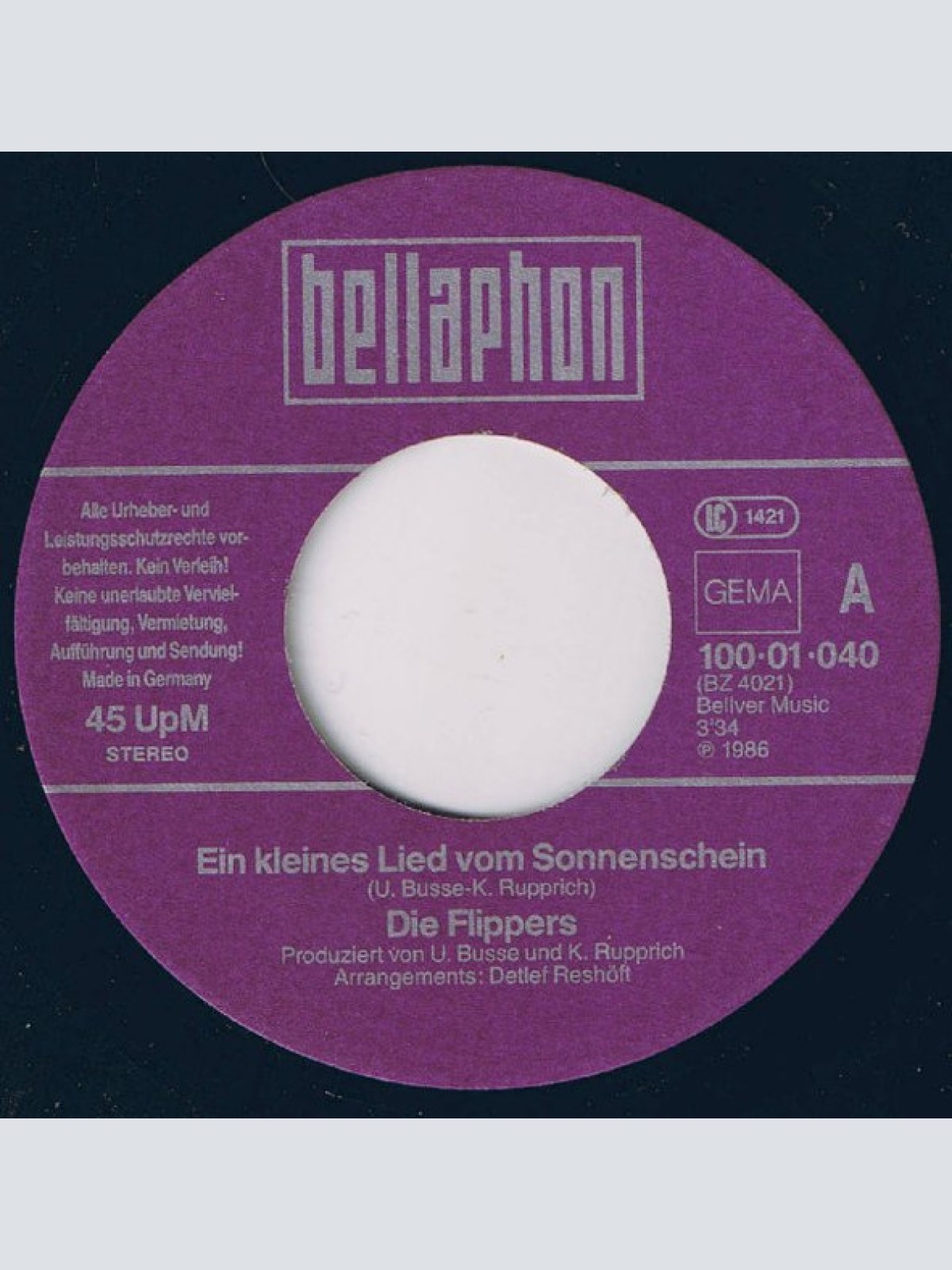 Vinyl / Die Flippers - Ein Kleines Lied Vom Sonnenschein