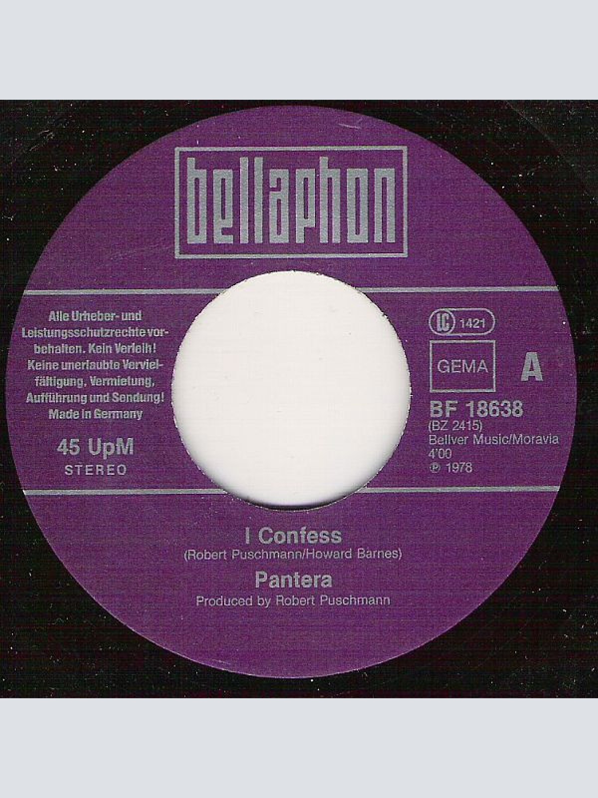 Vinyl / Pantera (4) - I Confess / The Big Bamboo