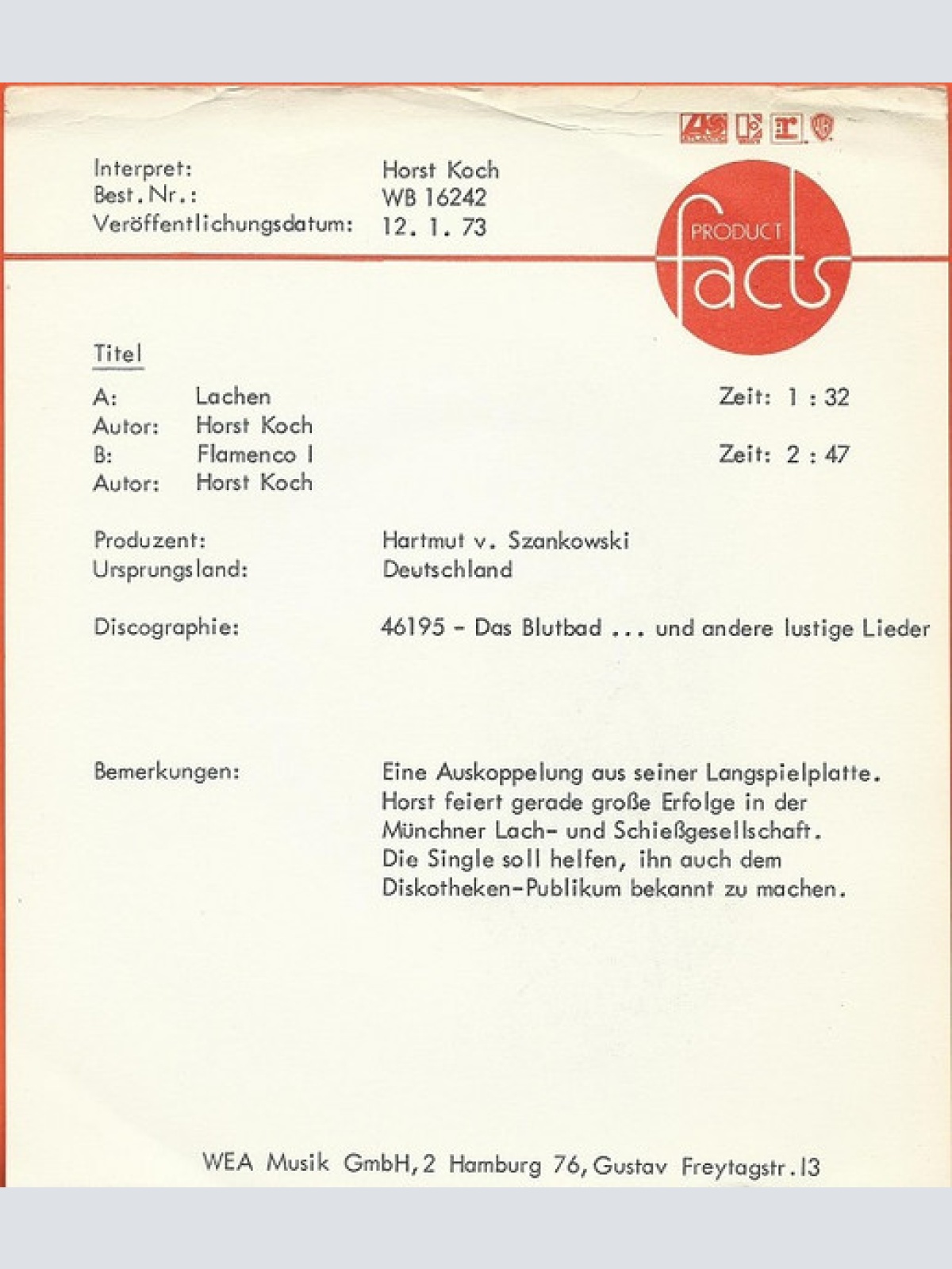 Vinyl / Horst Koch - Lachen