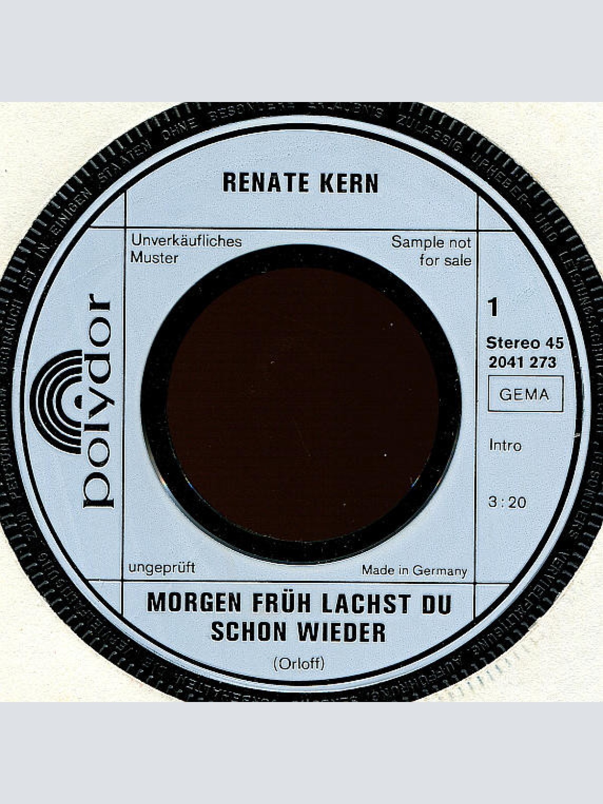 Vinyl / Renate Kern - Morgen Früh Lachst Du Schon Wieder