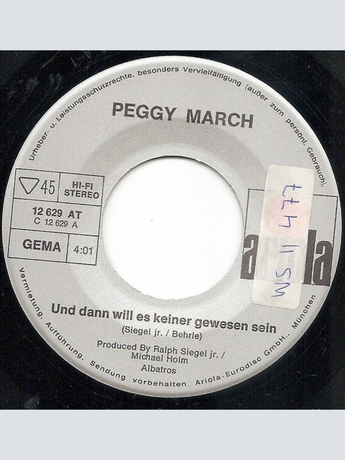 Vinyl / Peggy March - Und Dann Will Es Keiner Gewesen Sein