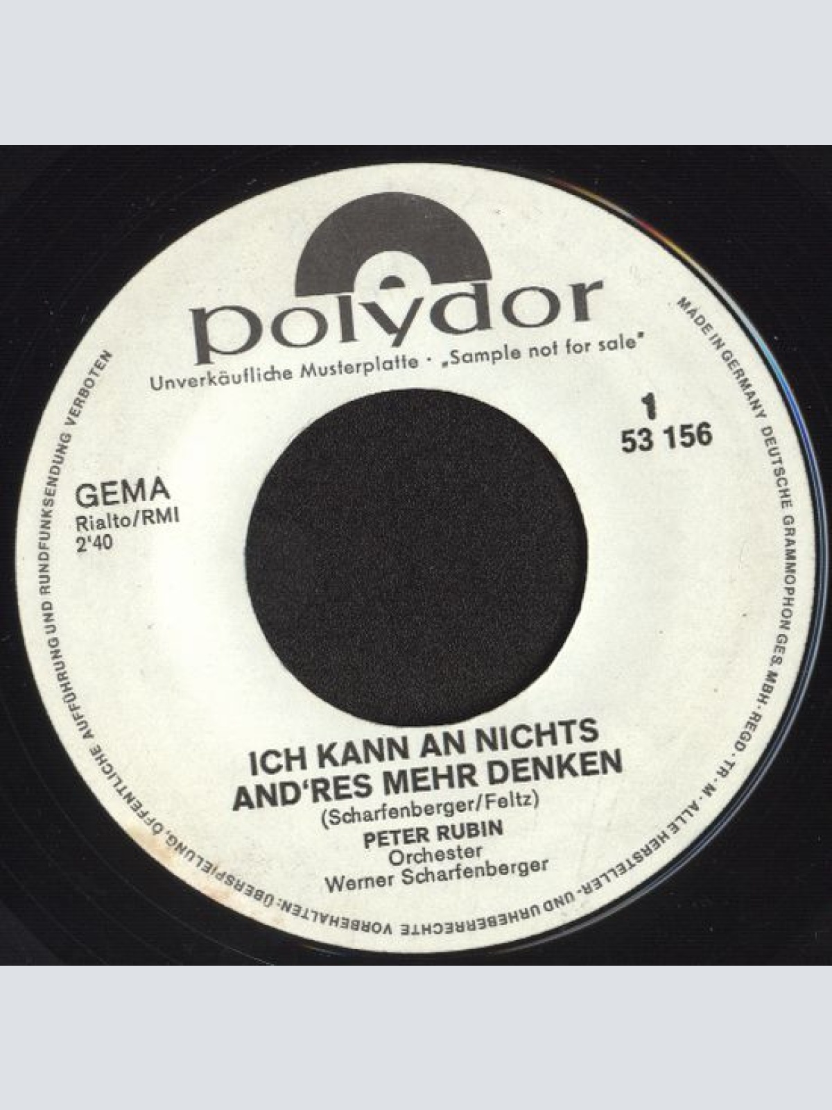 Vinyl / Peter Rubin - Ich Kann An Nichts Anderes Denken