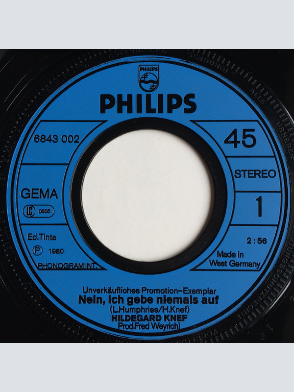 Vinyl / Hildegard Knef - Nein, Ich Gebe Niemals Auf / Da Ist Eine Zeit Zu Lachen Und Zu Leben