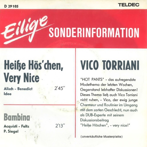 Vinyl / Vico Torriani - Heiße Hös'chen, Very Nice