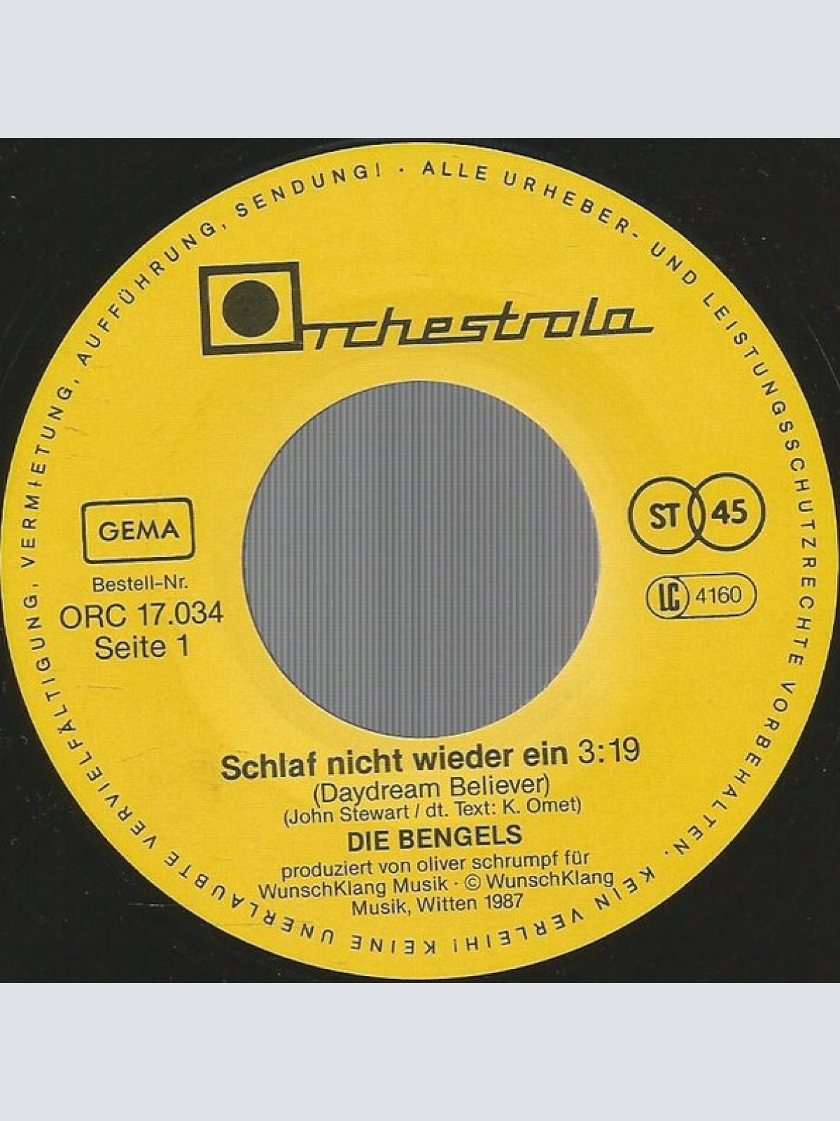 Vinyl / Die Bengels (2) - Schlaf Nicht Wieder Ein (Daydream Believer)