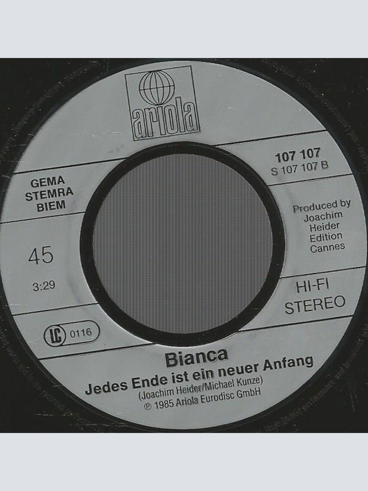 Vinyl / Bianca (51) - Nie Mehr Angst