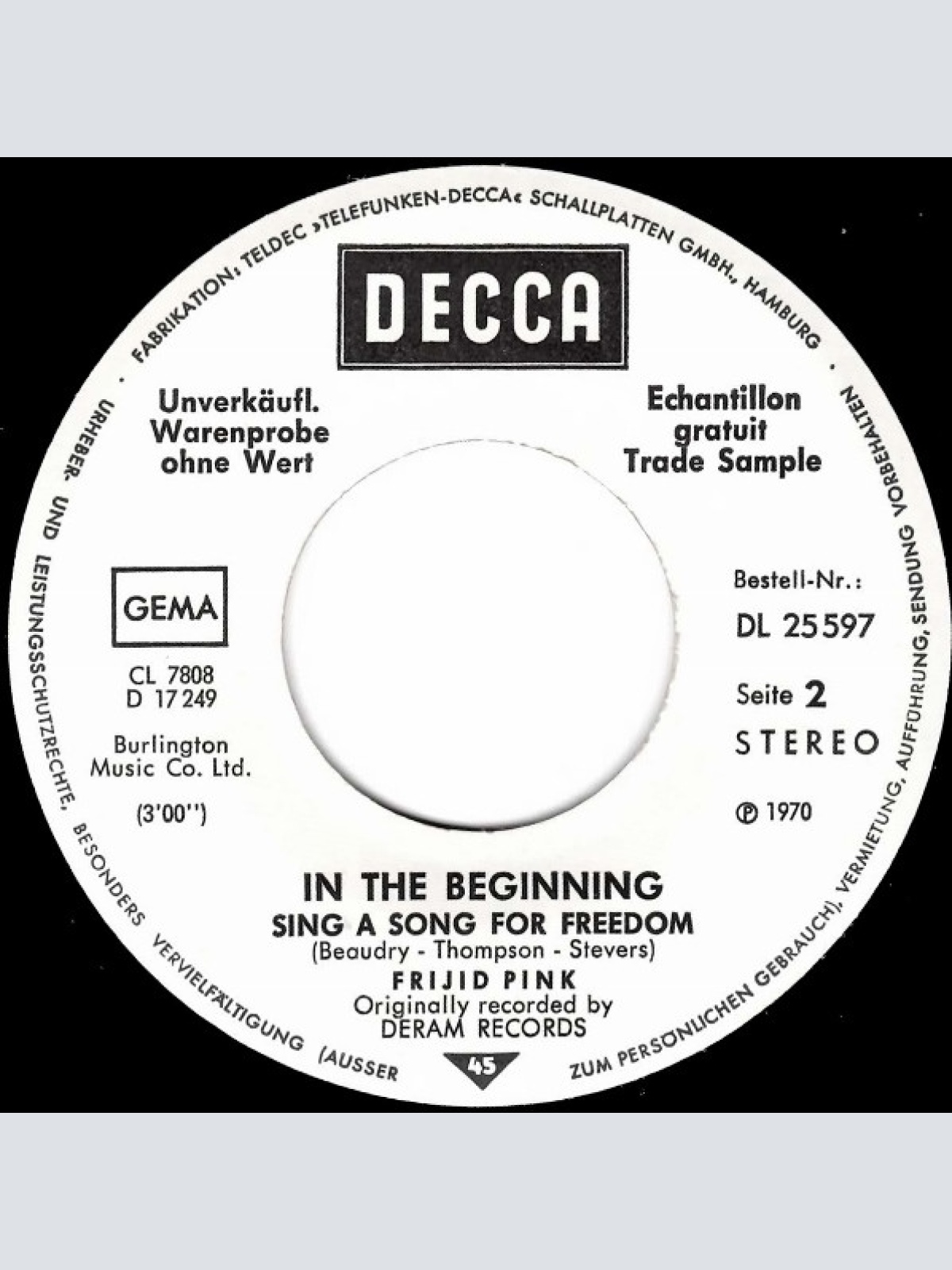 Vinyl / Frijid Pink - House Of The Rising Sun / Sing A Song For Freedom