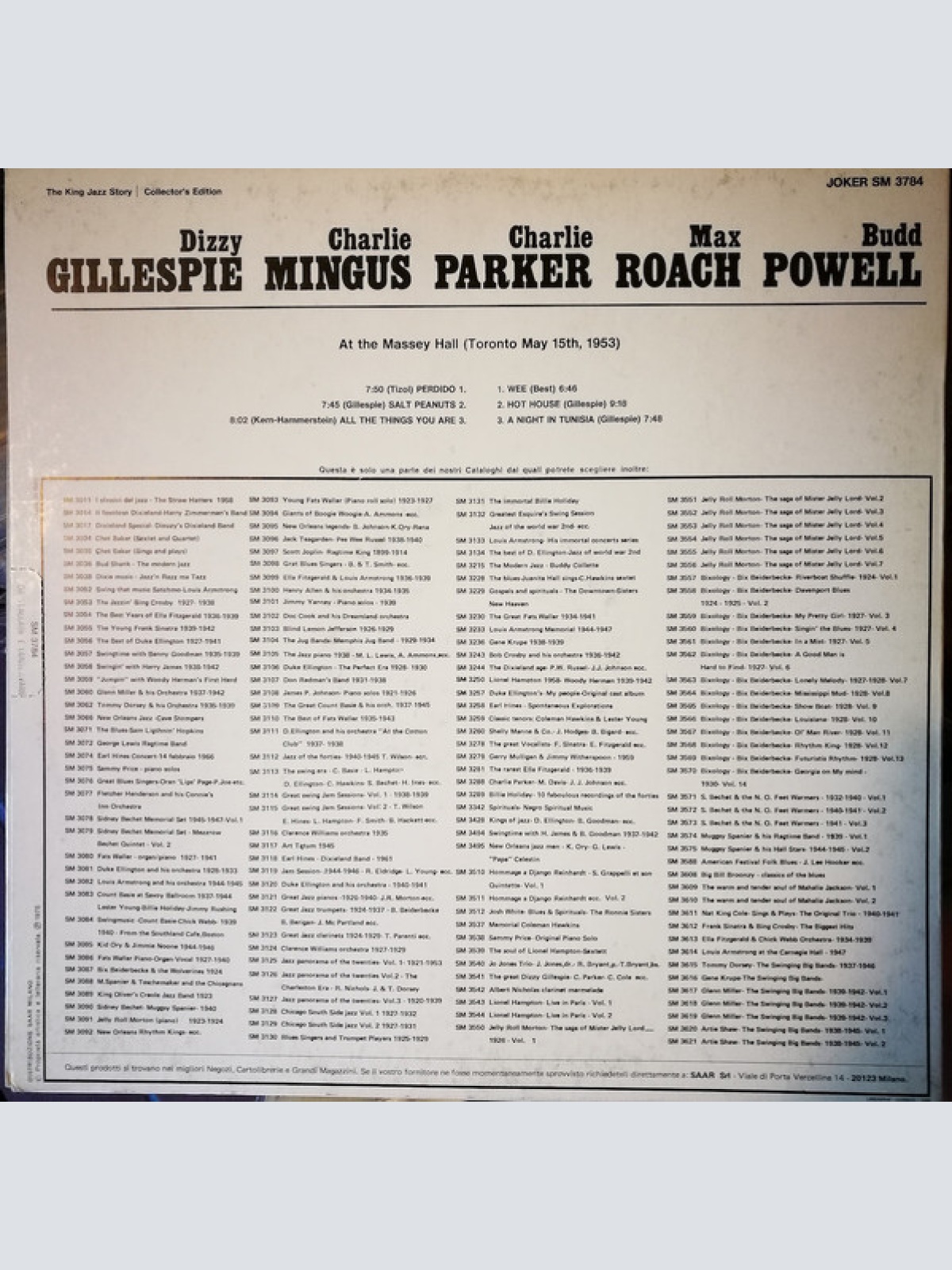 Vinyl / Dizzy Gillespie, Charlie Mingus*, Charlie Parker, Max Roach, Bud Powell - Last Time Together At The Massey Hall