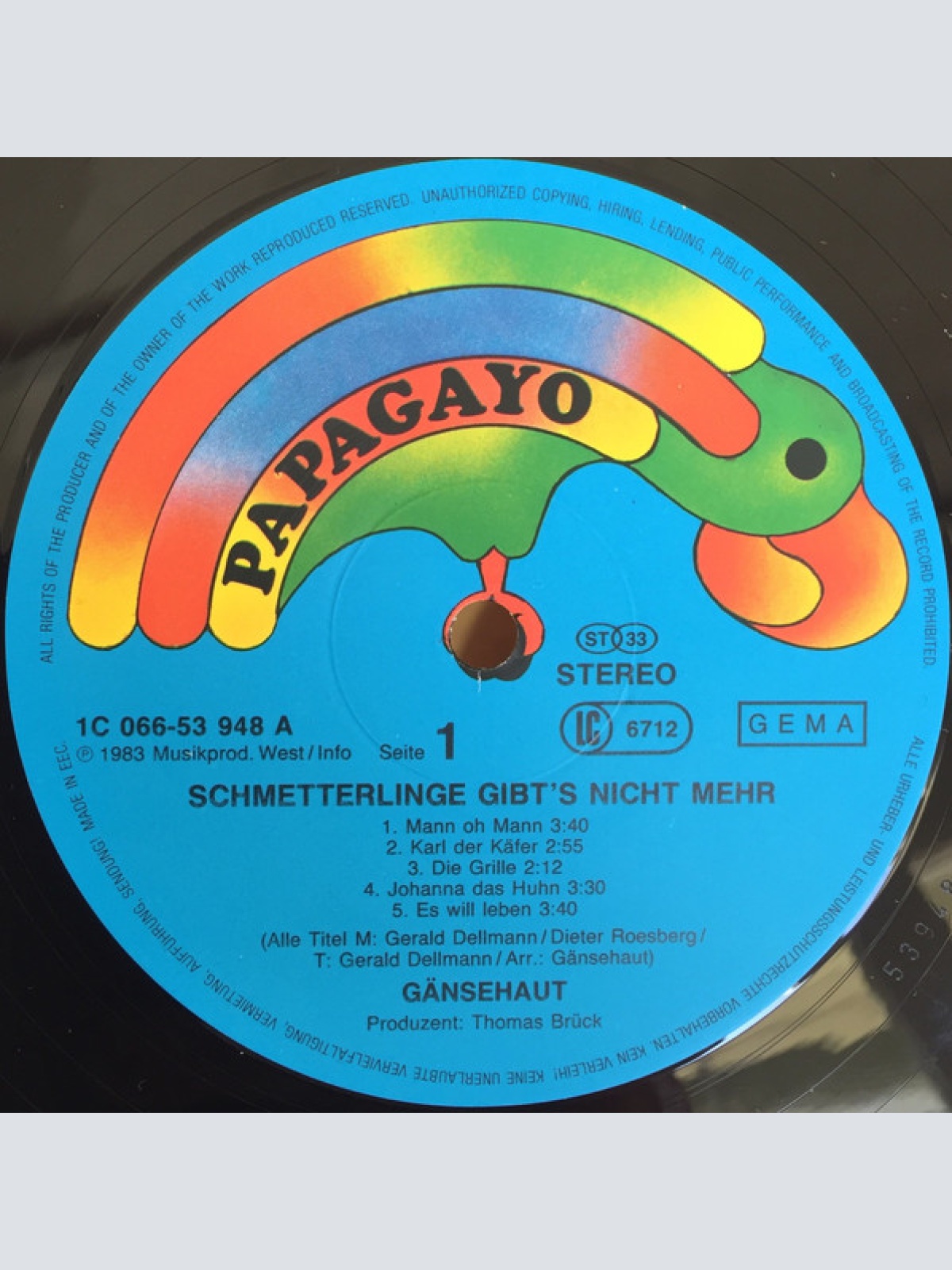 Vinyl / Gänsehaut - Schmetterlinge Gibt's Nicht Mehr