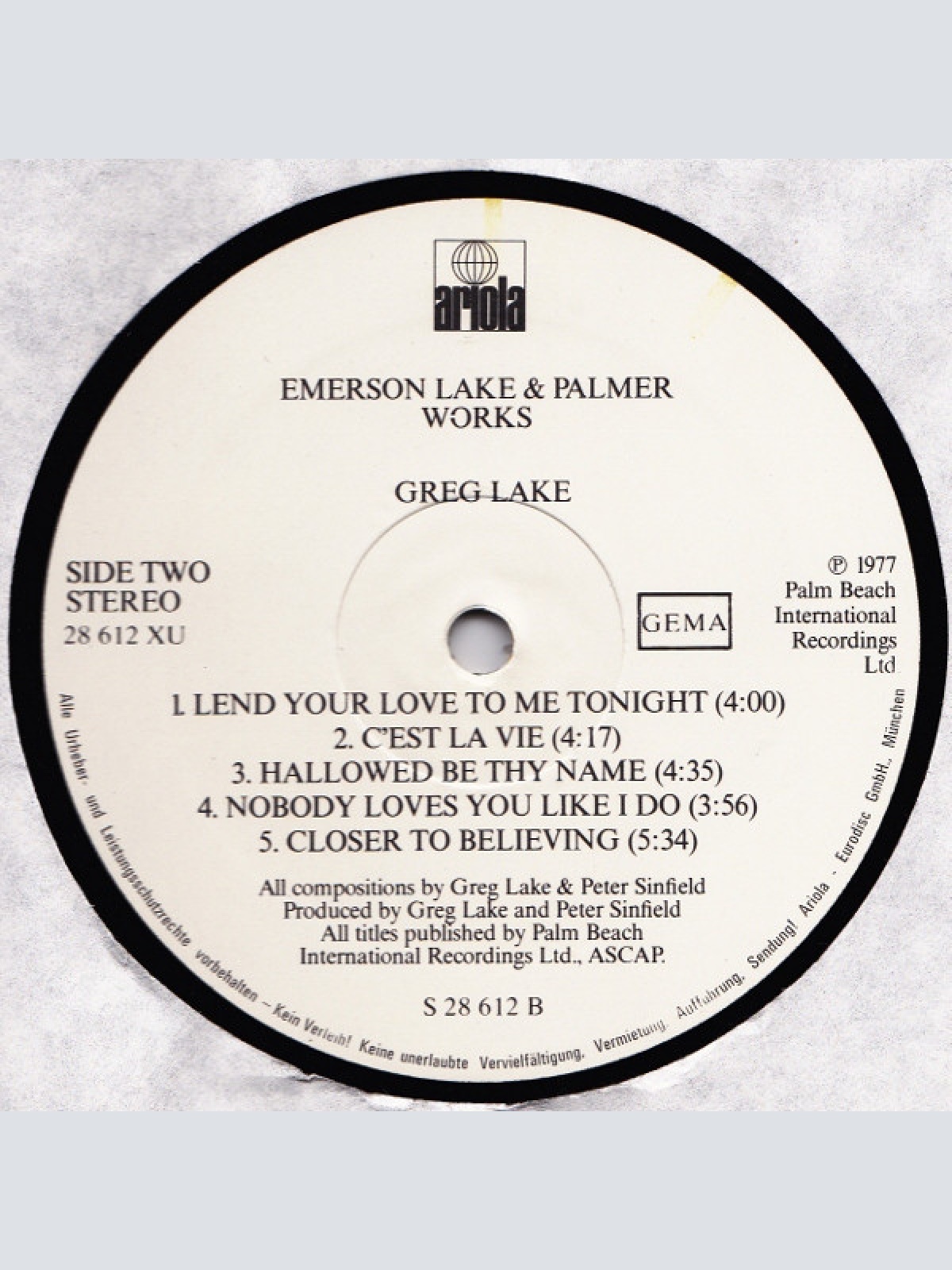 Vinyl / Emerson Lake & Palmer* - Works (Volume 1)