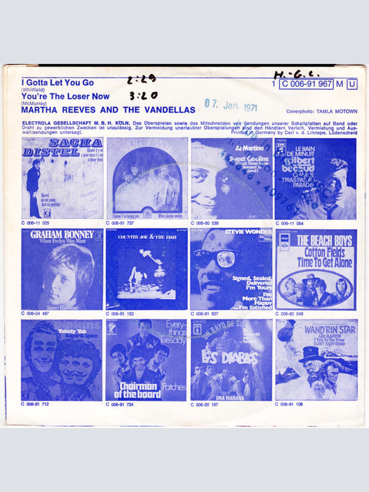 Vinyl / Martha Reeves And The Vandellas* - I Gotta Let You Go / You're The Loser Now