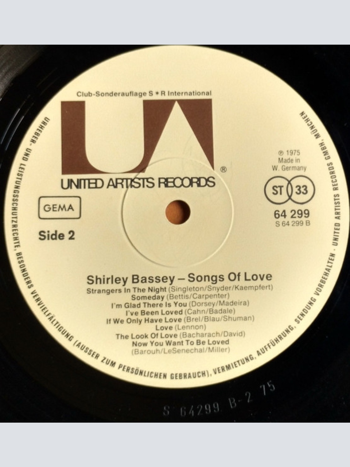 Vinyl / Shirley Bassey - Songs Of Love