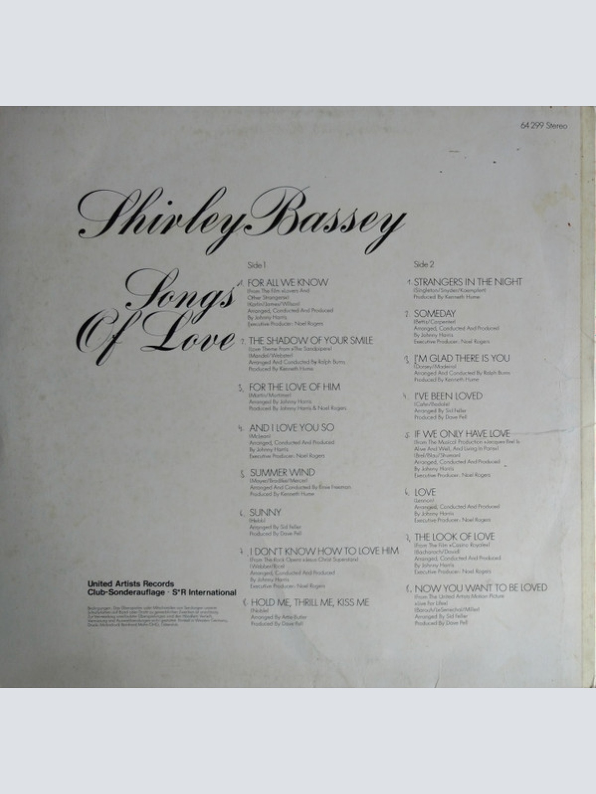 Vinyl / Shirley Bassey - Songs Of Love
