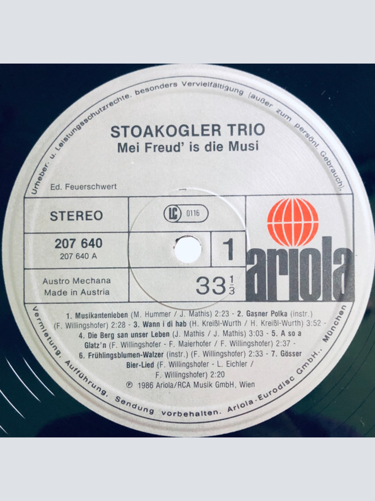 Vinyl / Das Stoakogler Trio* - Mei Freud Is Die Musi