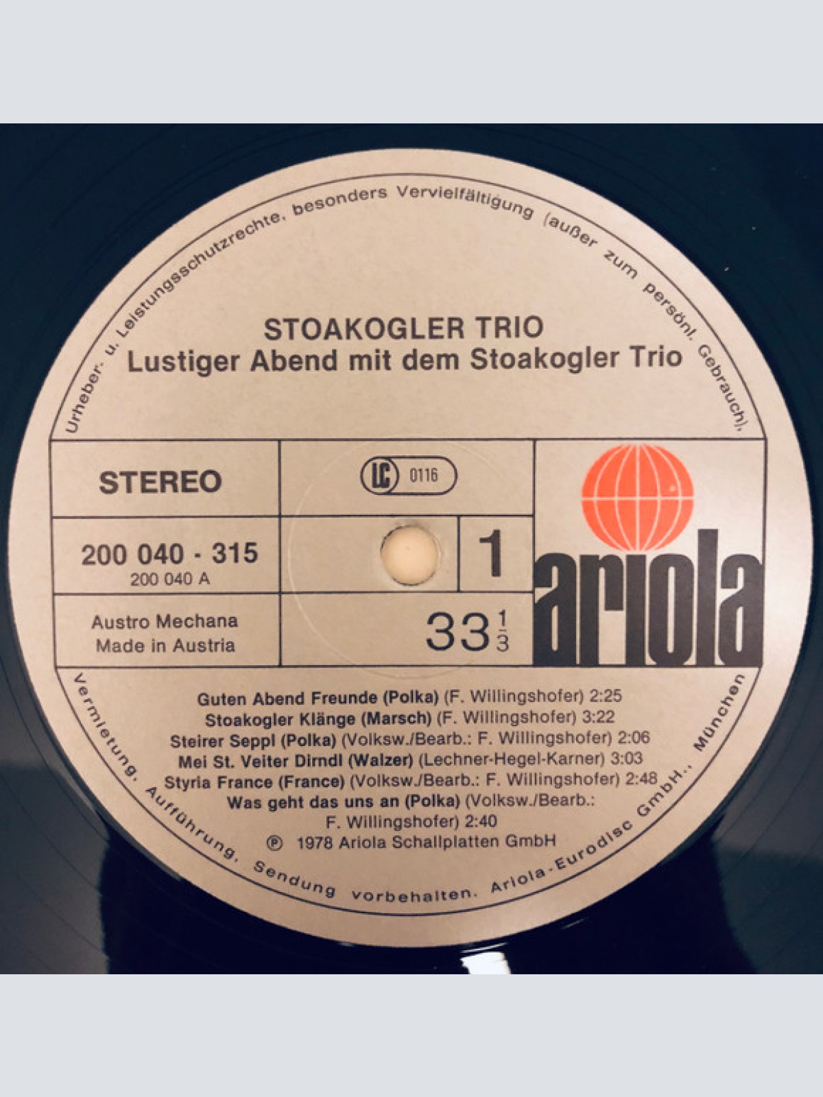 Vinyl / Stoakogler Trio - Lustiger Abend Mit Dem Stoakogler Trio