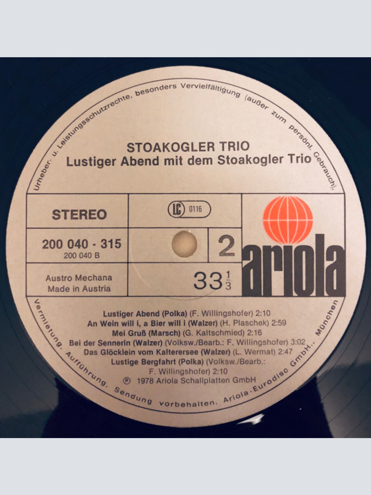 Vinyl / Stoakogler Trio - Lustiger Abend Mit Dem Stoakogler Trio