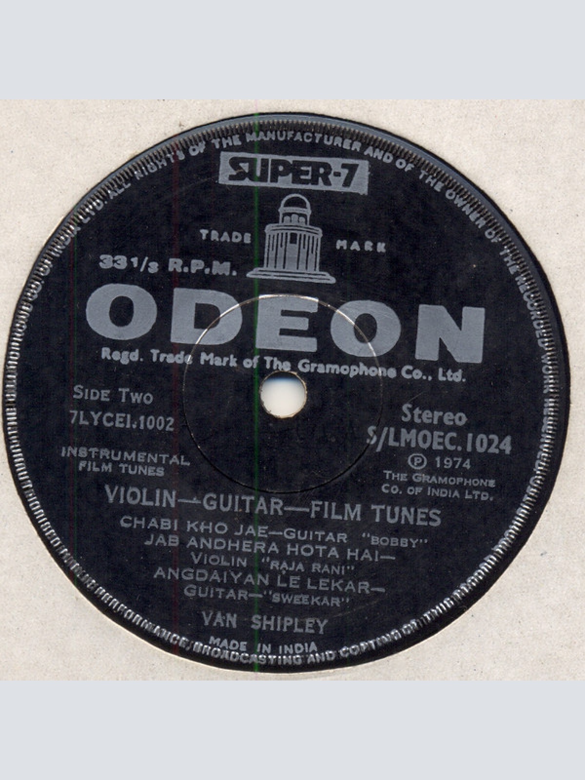 Vinyl / Van Shipley - Film Tunes On Violin/Guitar