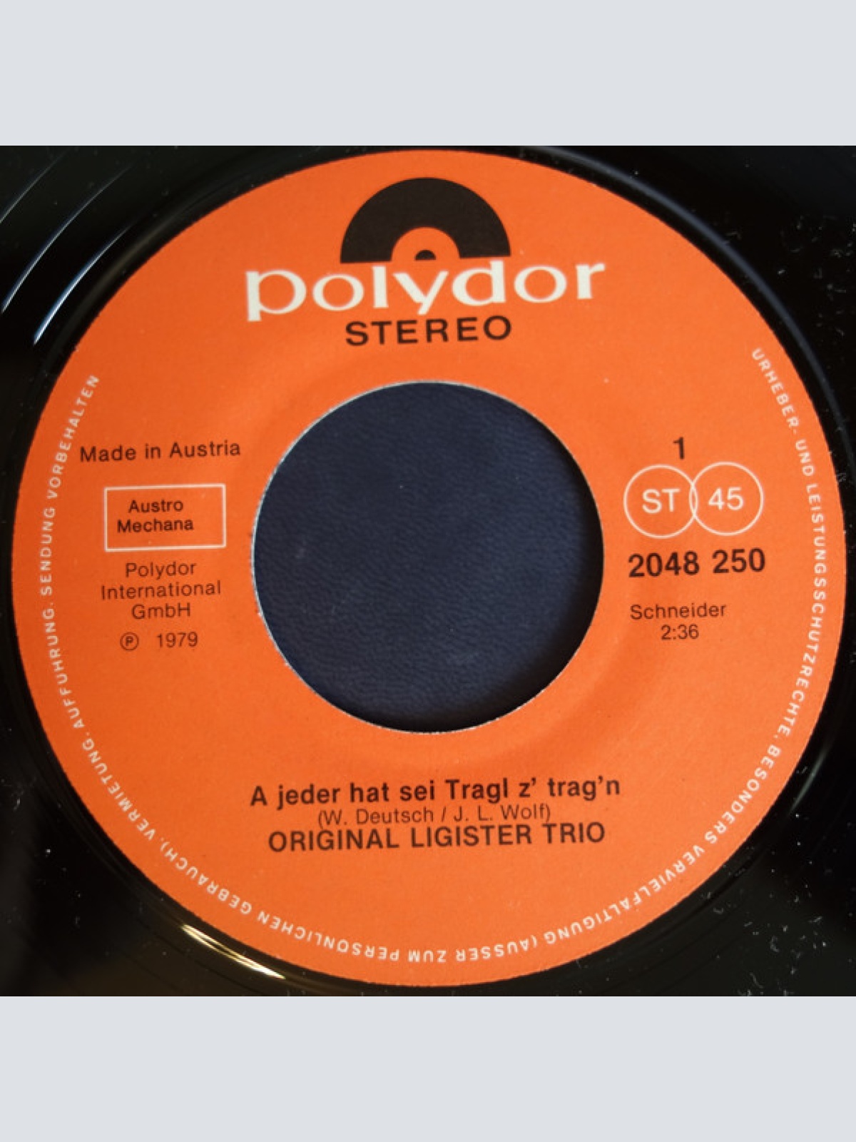 Vinyl / Original Ligister Trio - A Jeder Hat Sei Tragl Z'trag'n