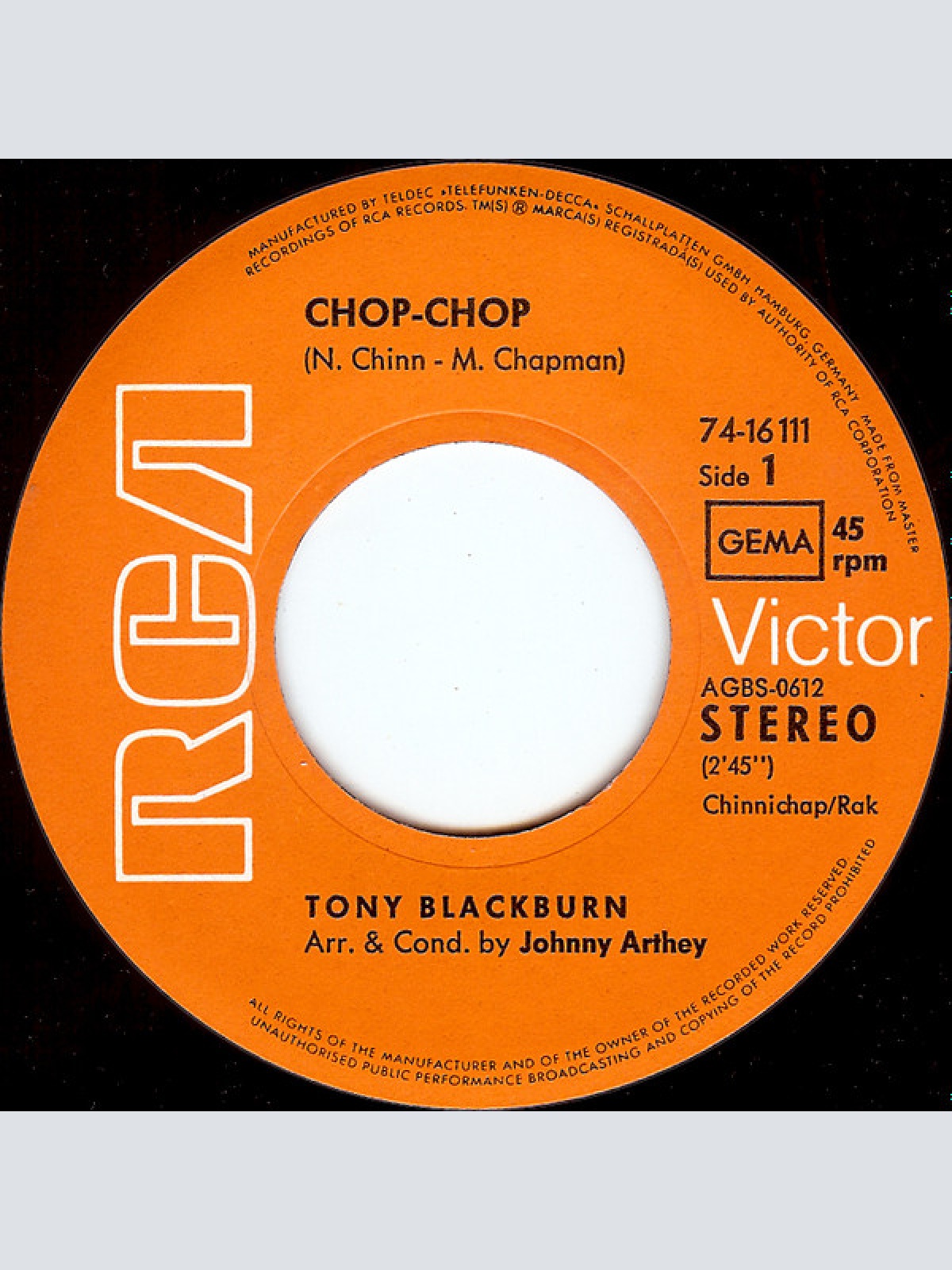 Vinyl / Tony Blackburn - Chop-Chop