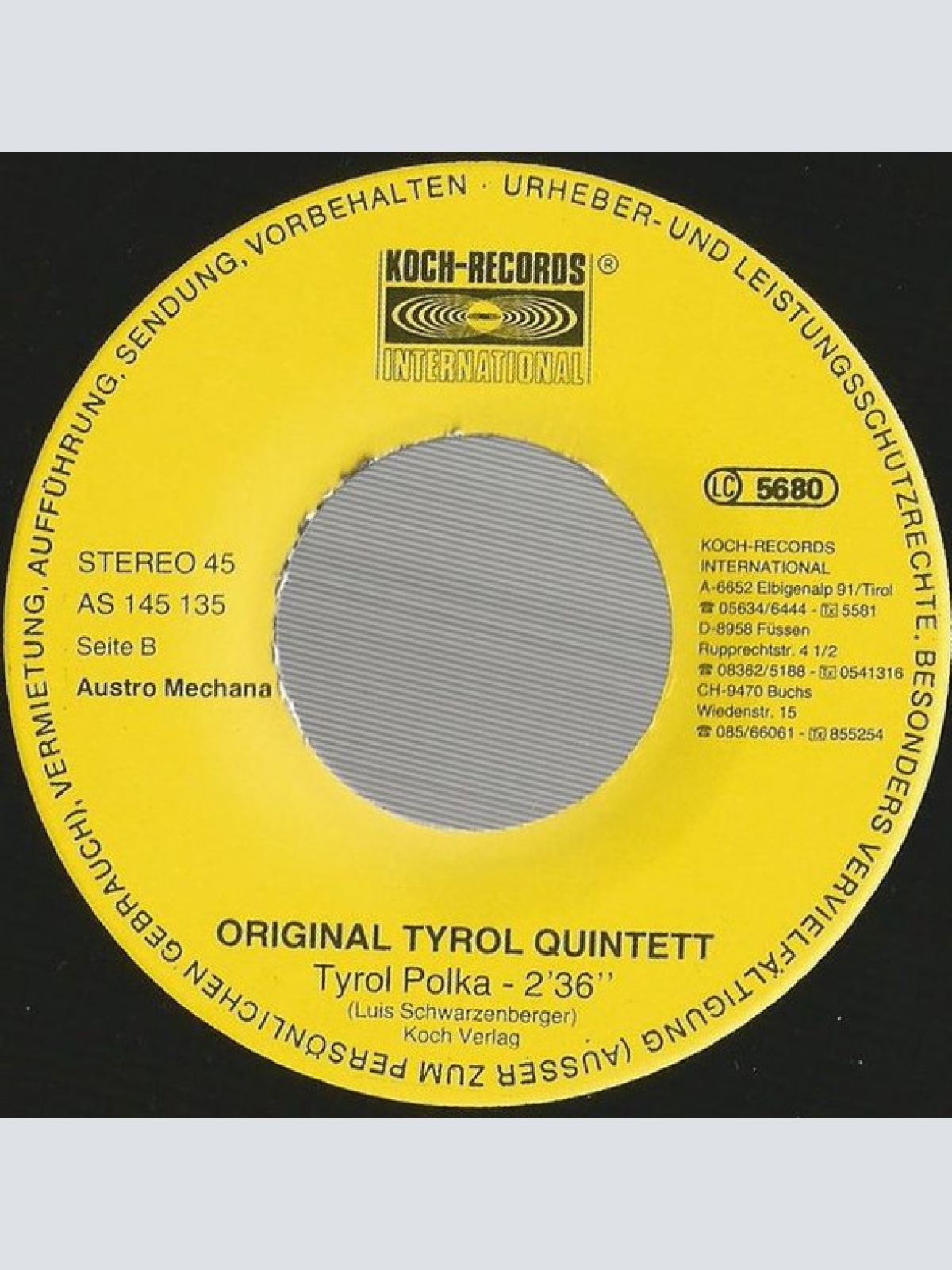 Vinyl / Original Tyrol Quintett - Kufsteinlied