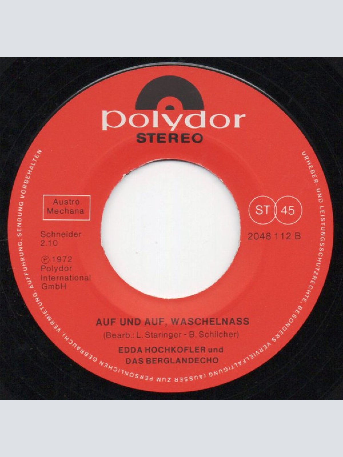 Vinyl / Edda Hochkofler Und Das Berglandecho - Erzherzog Johann Jodler