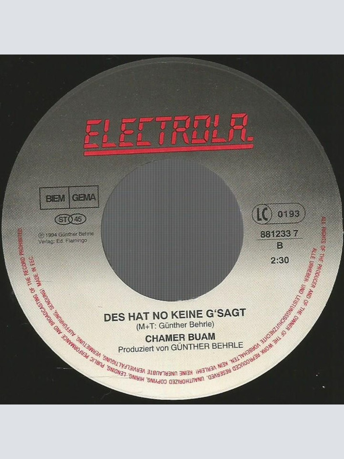 Vinyl / Chamer Buam - Und Nur Der Silbermond