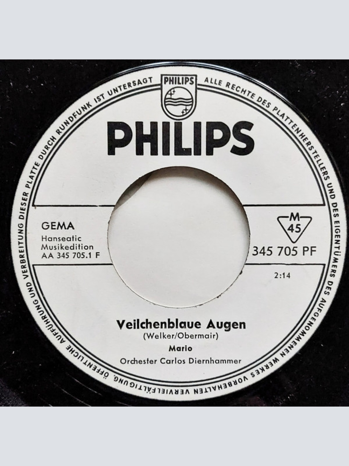 Vinyl / Mario (111) - Veilchenblaue Augen / Einmal Ist Keinmal