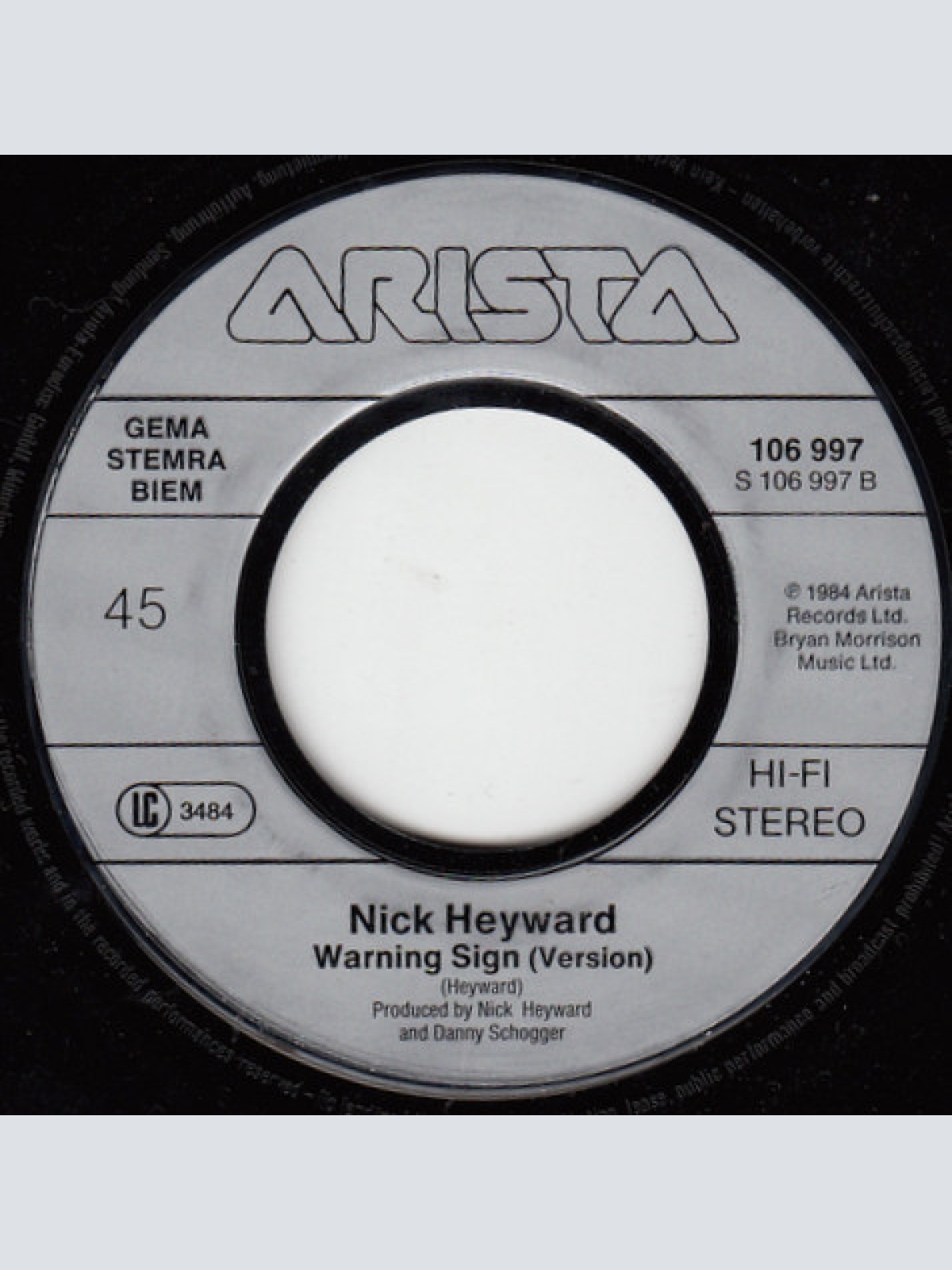 Vinyl / Nick Heyward - Warning Sign
