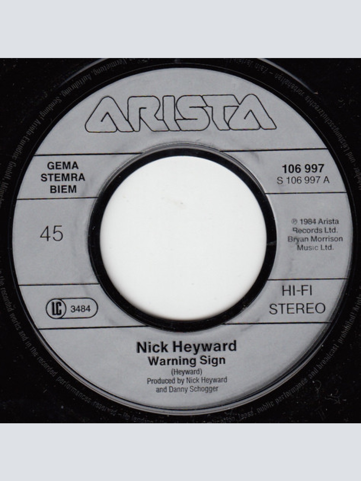Vinyl / Nick Heyward - Warning Sign