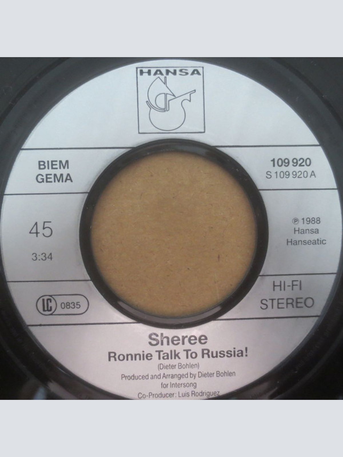 Vinyl / Sheree - Ronnie - Talk To Russia! (Glasnost Mix)