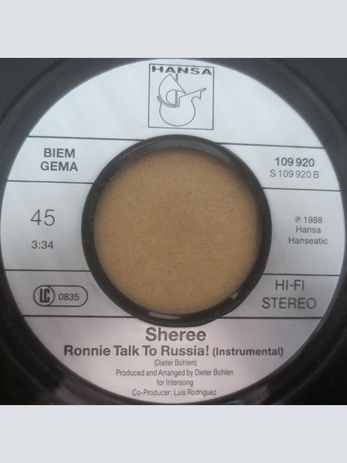 Vinyl / Sheree - Ronnie - Talk To Russia! (Glasnost Mix)