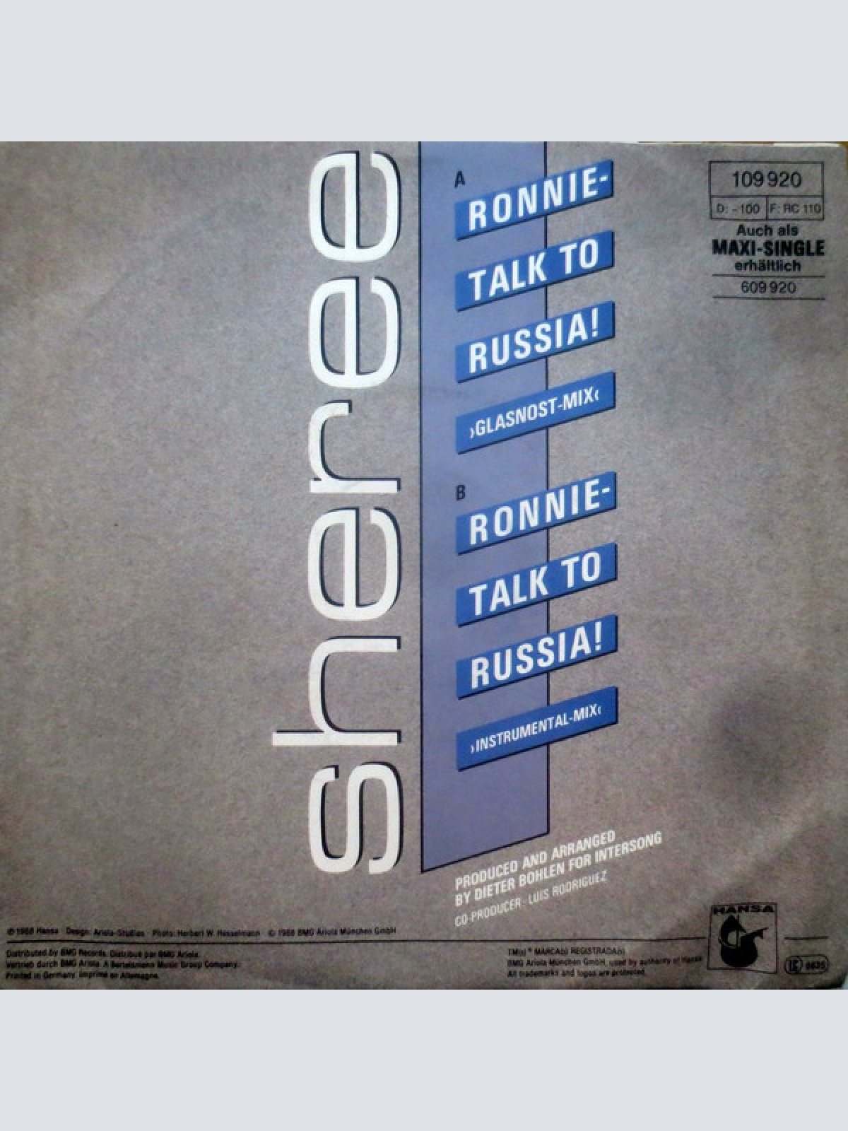 Vinyl / Sheree - Ronnie - Talk To Russia! (Glasnost Mix)
