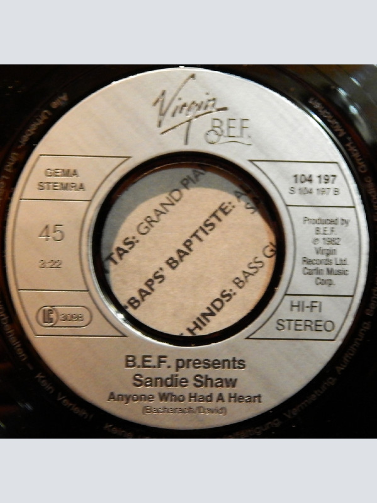 Vinyl / B.E.F.* Presents Sandie Shaw - Anyone Who Had A Heart