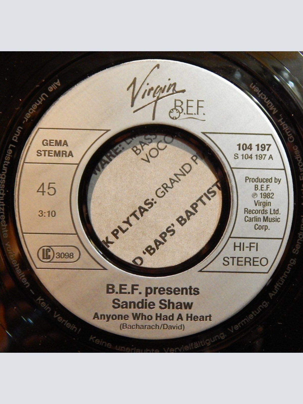 Vinyl / B.E.F.* Presents Sandie Shaw - Anyone Who Had A Heart