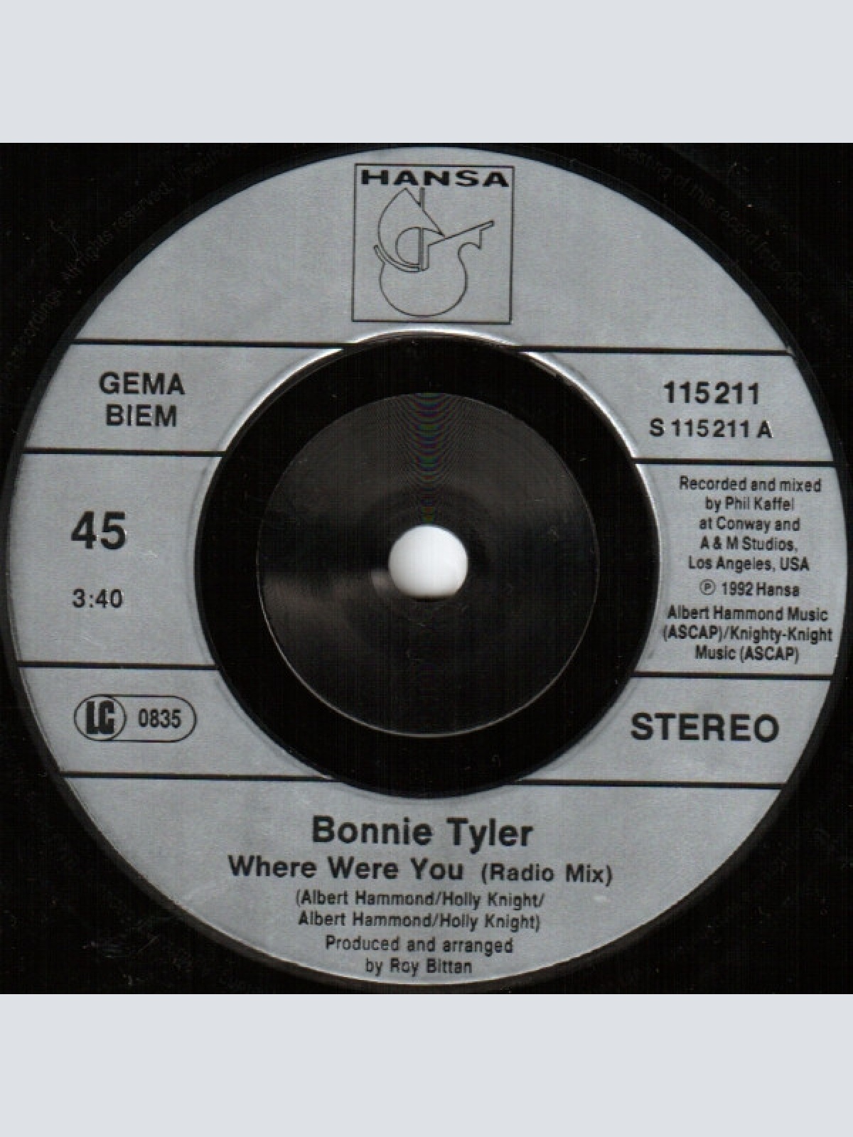 Vinyl / Bonnie Tyler - Where Were You