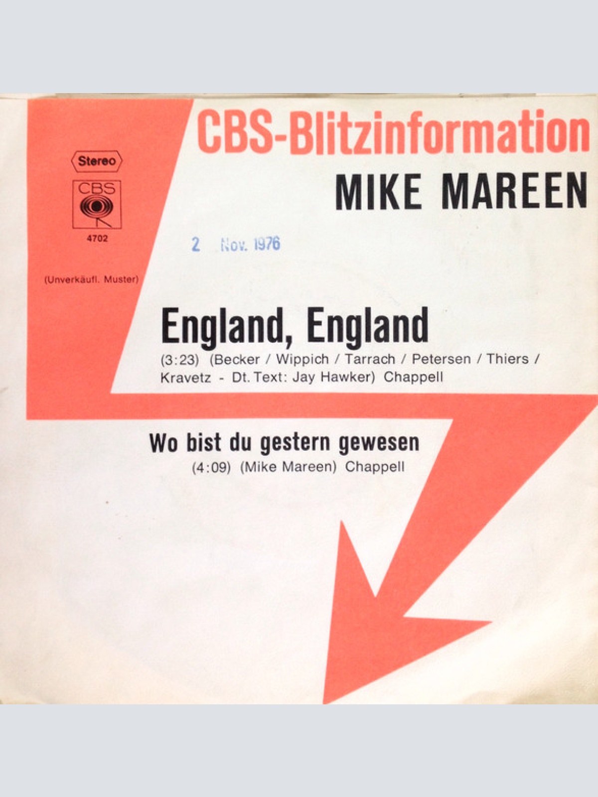 Vinyl / Mike Mareen - England, England