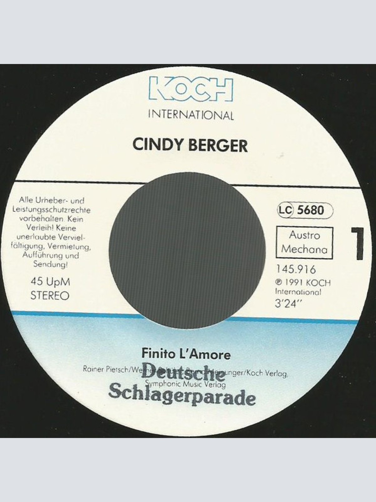 Vinyl / Cindy Berger - Finito L'amore