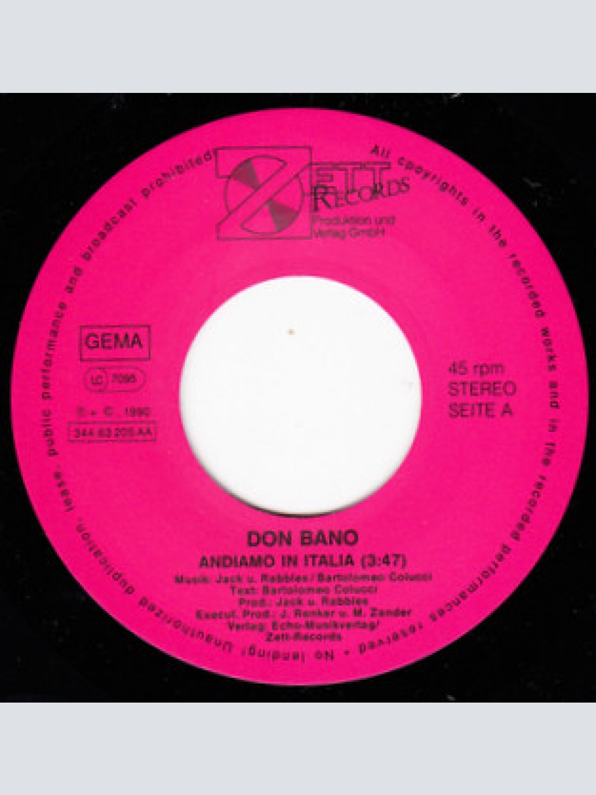 Vinyl / Don Bano - Andiamo In Italia