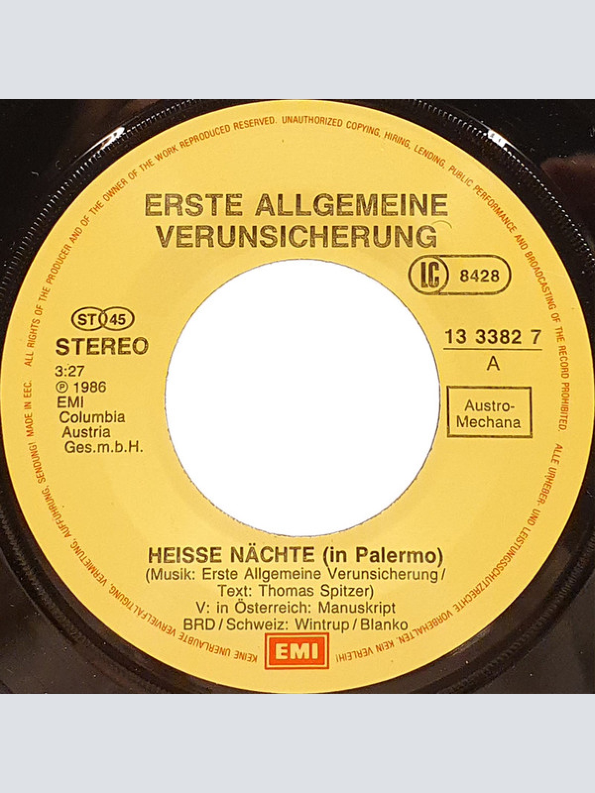 Vinyl / Erste Allgemeine Verunsicherung* - Heisse Nächte In Palermo