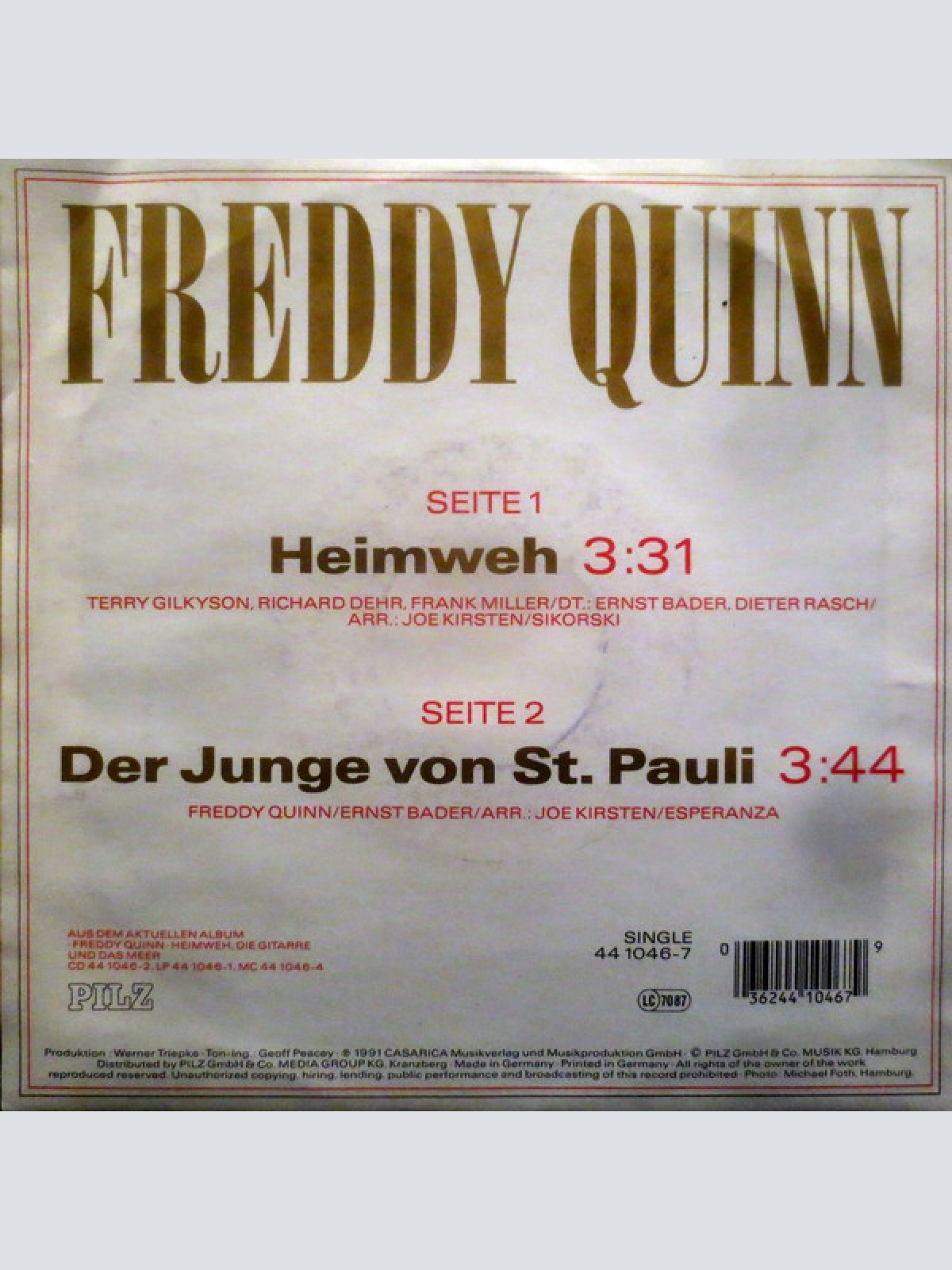 Vinyl / Freddy Quinn - Heimweh / Der Junge Von St. Pauli