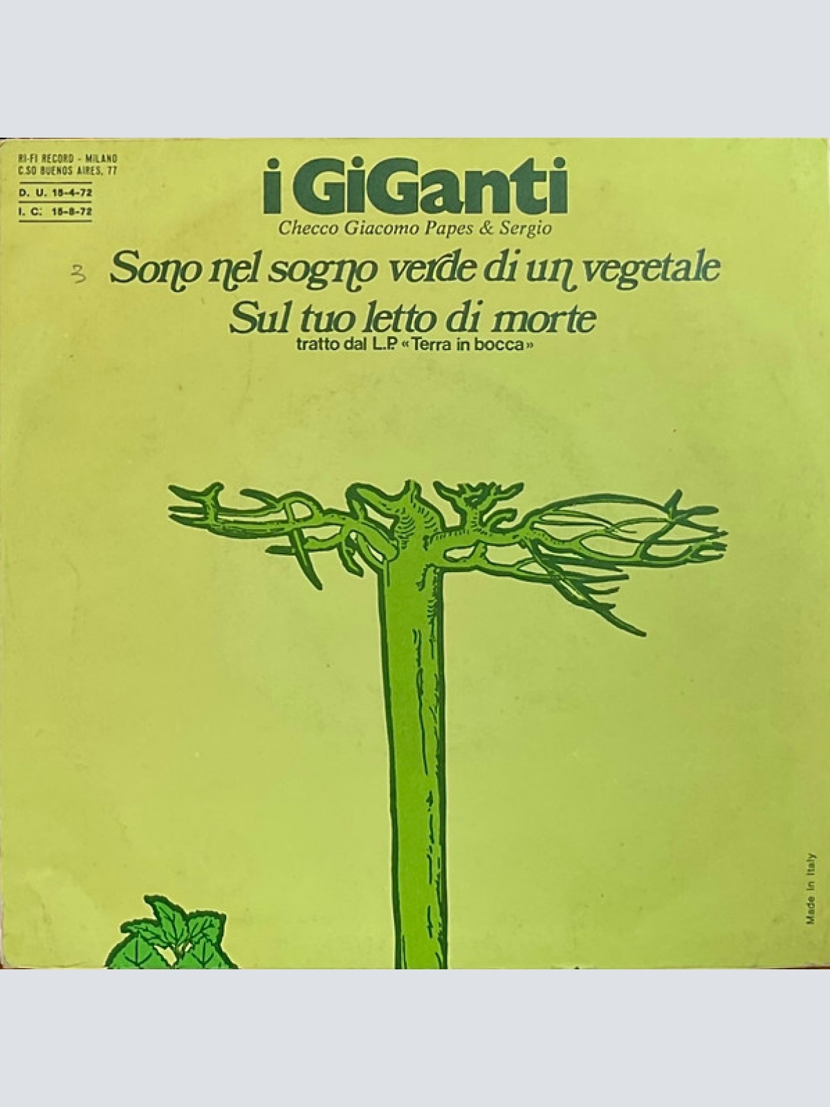 Vinyl / I Giganti - Sono Nel Sogno Verde Di Un Vegetale