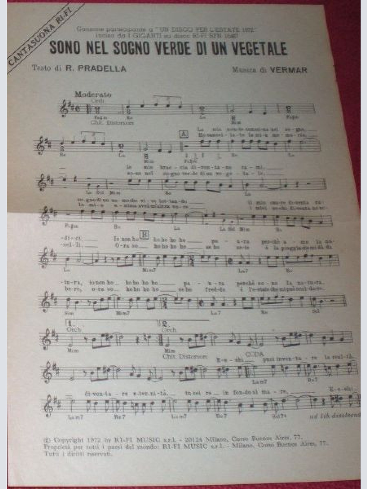 Vinyl / I Giganti - Sono Nel Sogno Verde Di Un Vegetale