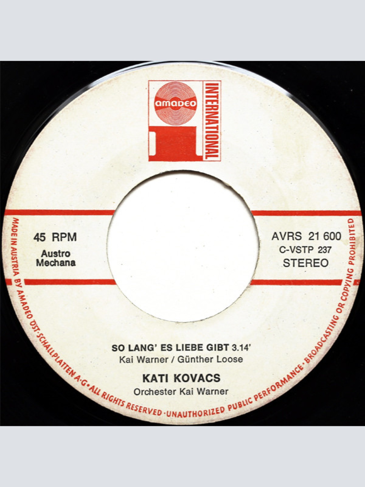 Vinyl / Kati Kovacs* - Solang' Es Liebe Gibt