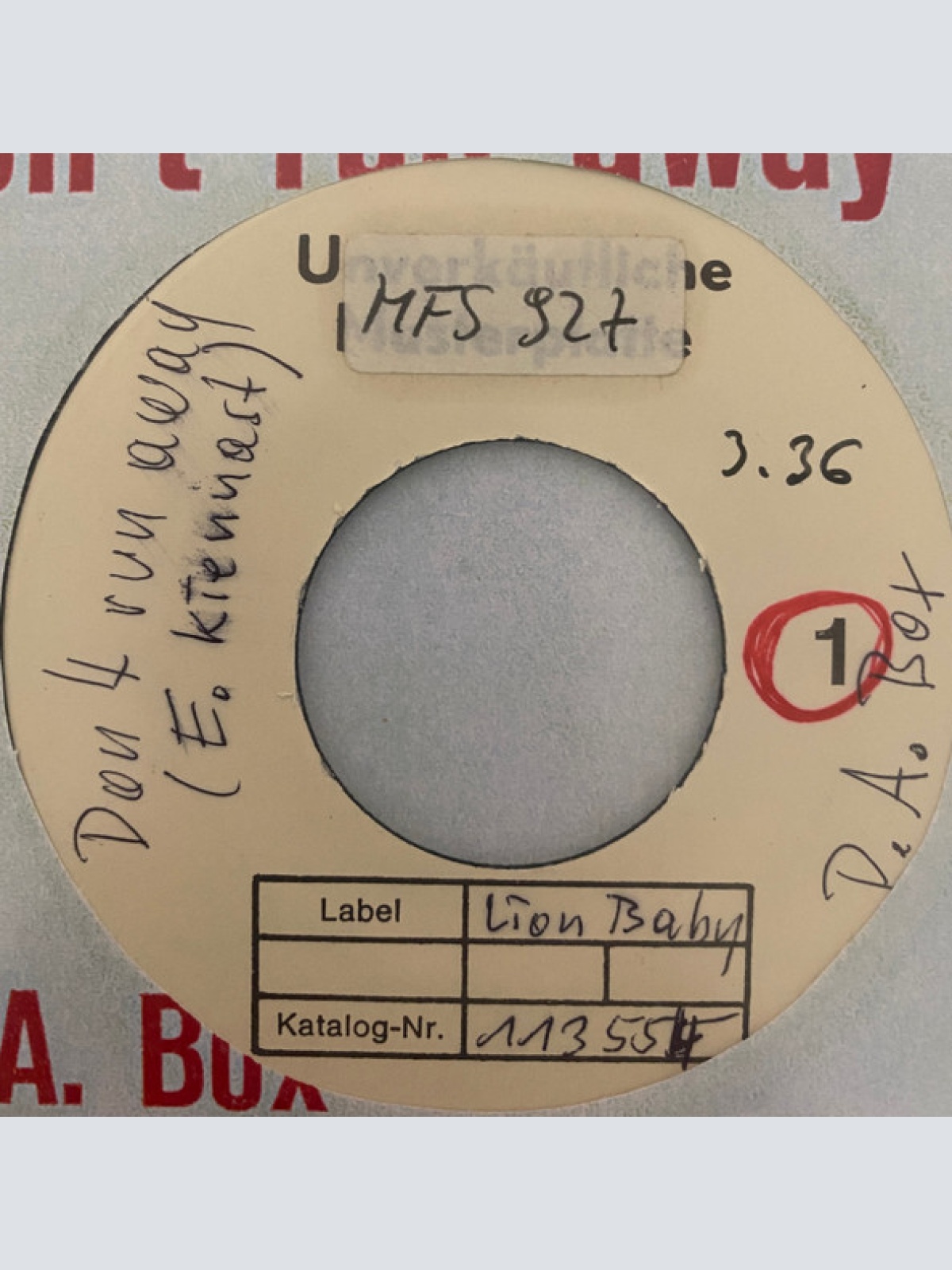 Vinyl / P. A. Box - Don't Run Away