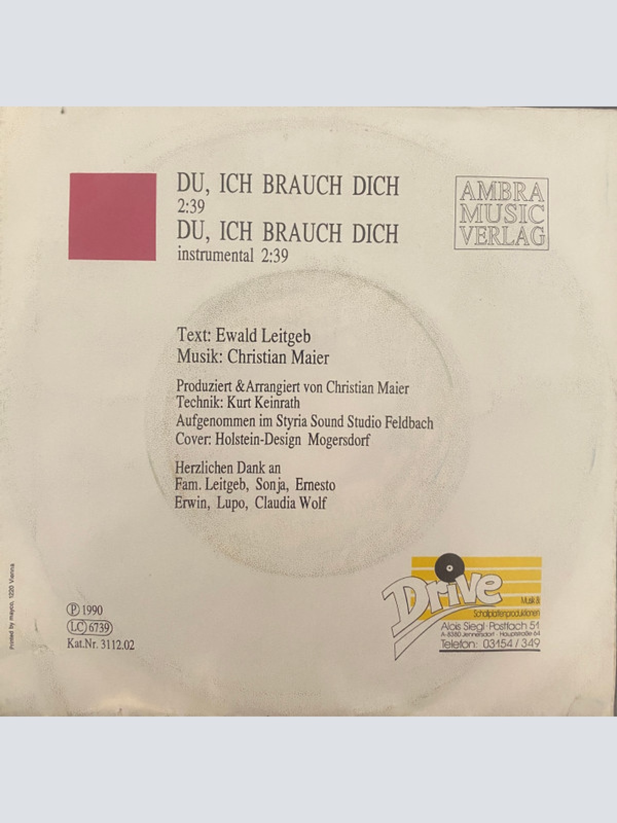 Vinyl / Ewald Leitgeb - Du, Ich Brauch Dich