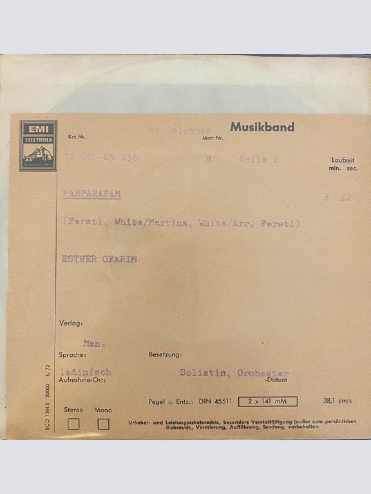 Vinyl / Esther Ofarim - Kinderspiele / Pamparapam