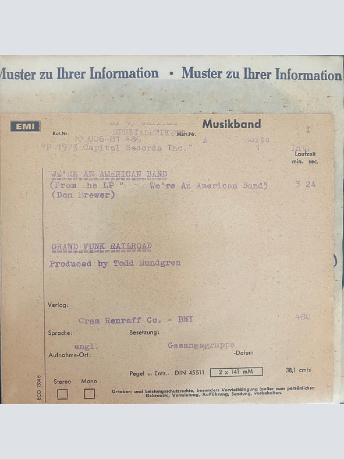 Vinyl / Grand Funk Railroad - We're An American Band