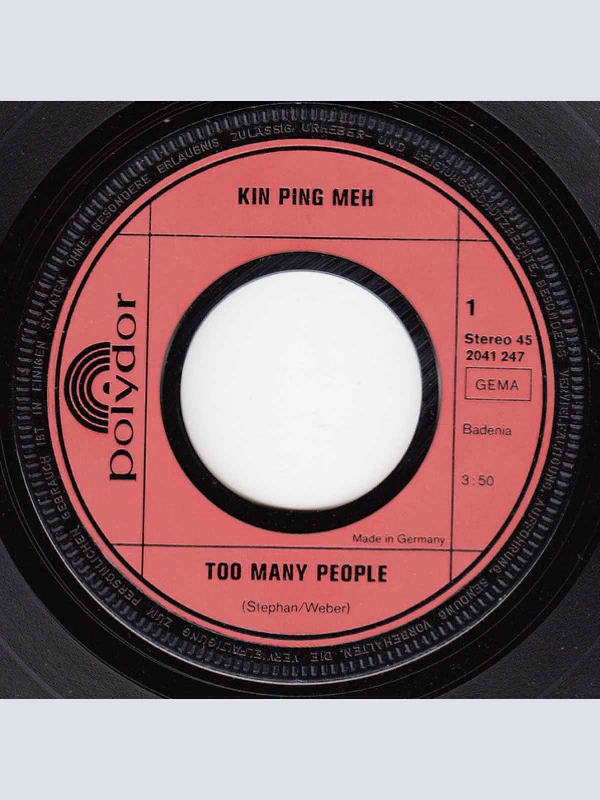 Vinyl / Kin Ping Meh - Too Many People